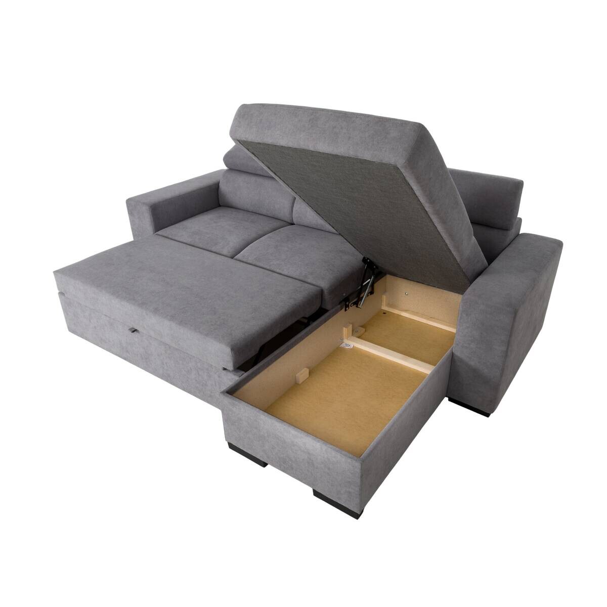 Ecksofa mit Bettfunktion und Bettkasten hellgrau Webstoff B/H/T: ca. 237x88x167 cm