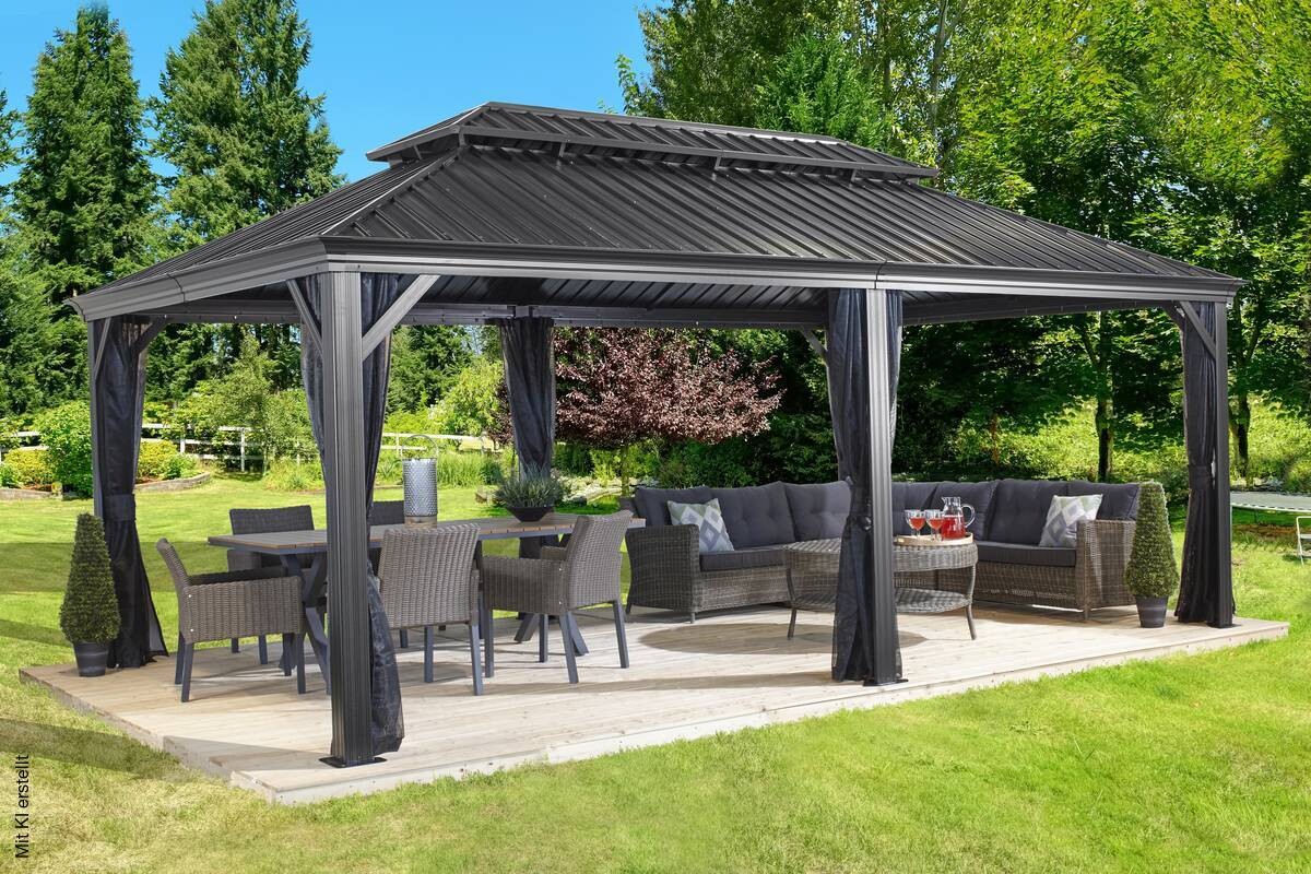 Sojag Pavillon Messina anthrazit Aluminium B/H/L: ca. 363x307x598 cm