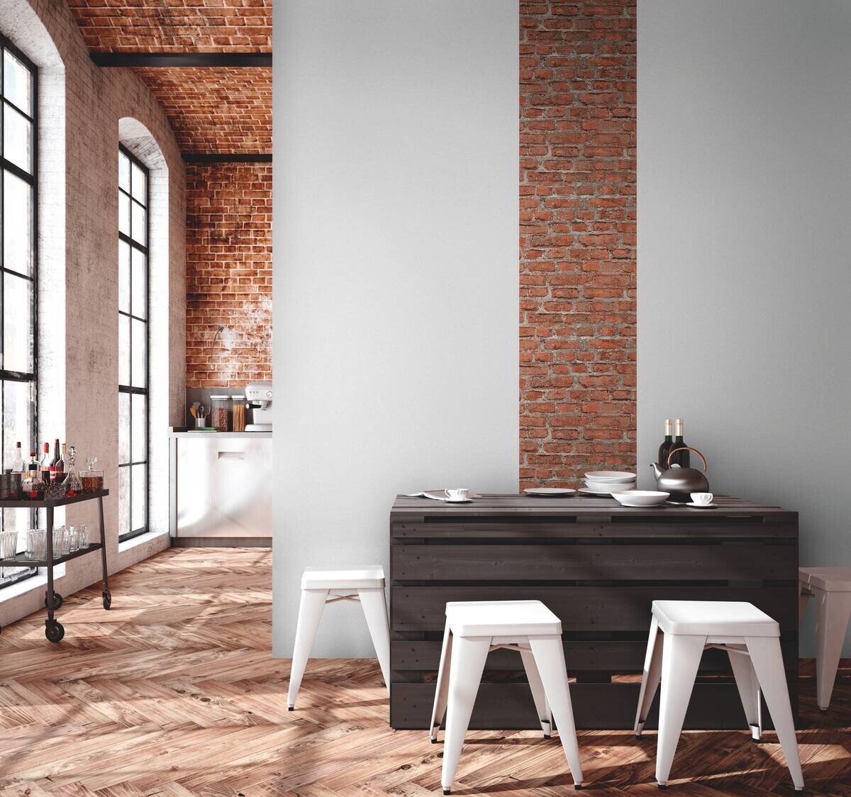 A.S.Creation Tapete bunt rot grau B/H/D: ca. 52x250x7,5 cm