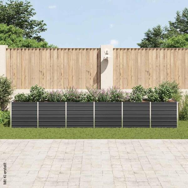 Garten-Hochbeet anthrazit Stahl B/H/L: ca. 80x77x480 cm