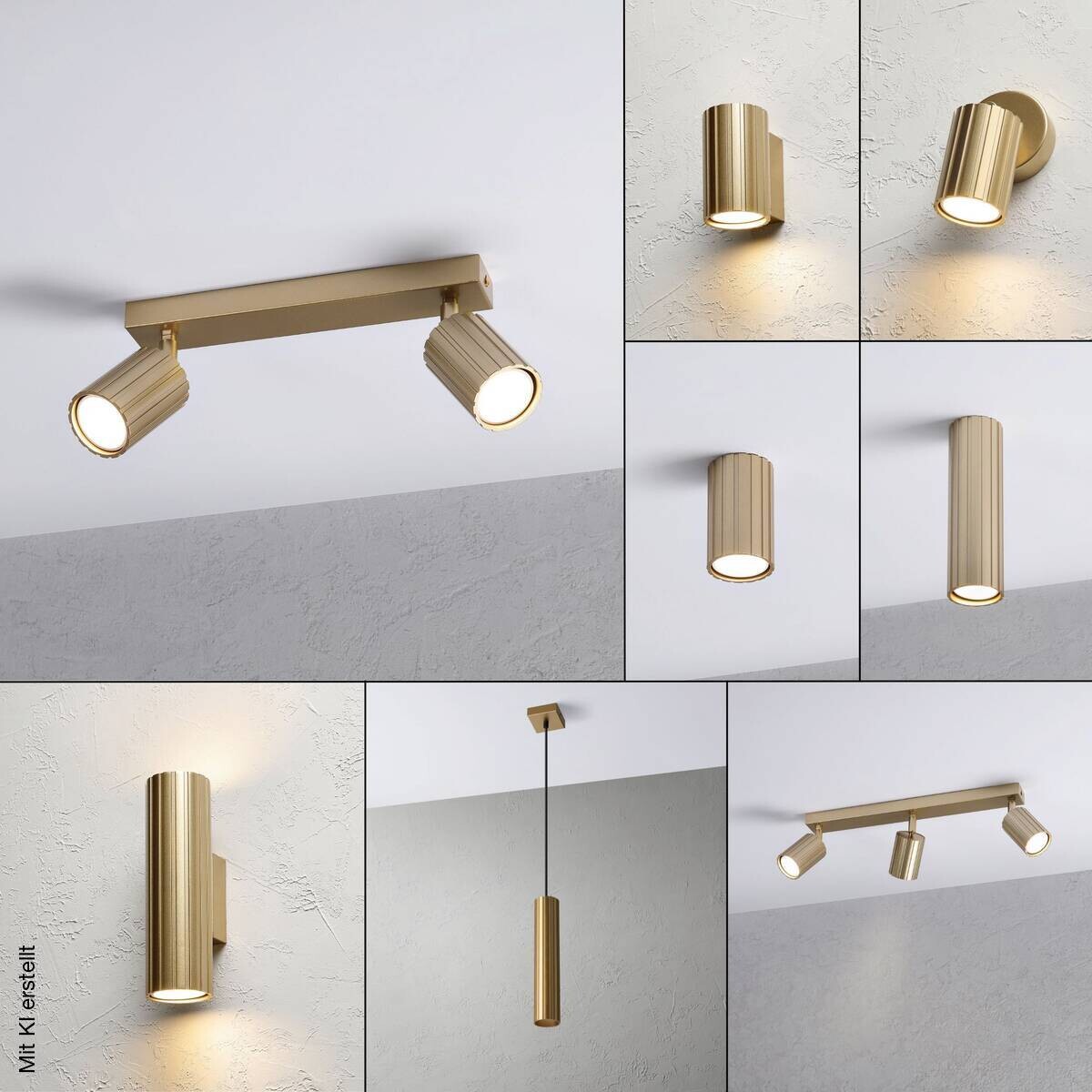 Lamkur Strahler Prisma gold Stahl B/H/L: ca. 6,5x16,5x30 cm 2 Brennstellen