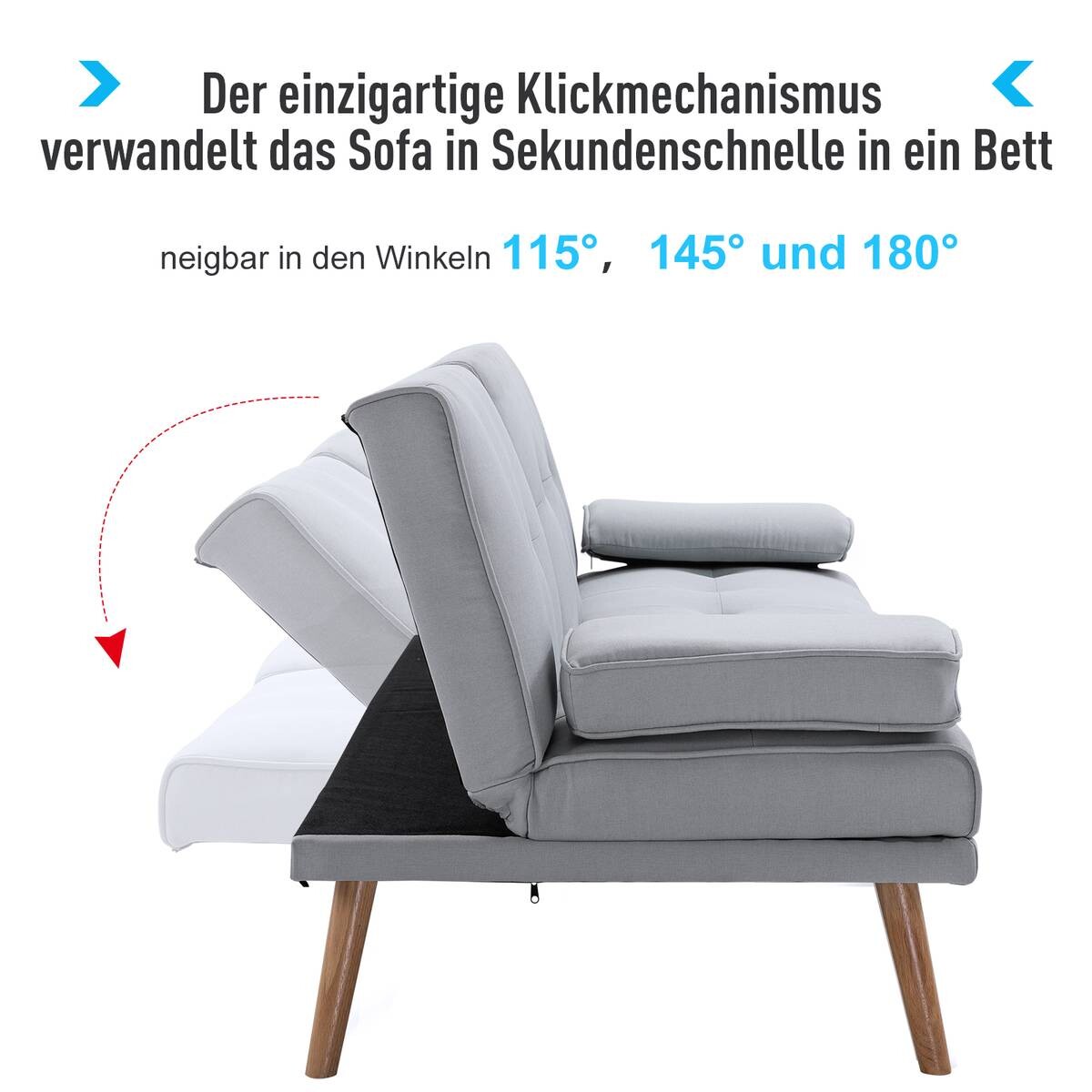 HOMCOM Schlafsofa 833-663 hellgrau B/H/T: ca. 181x78x77 cm
