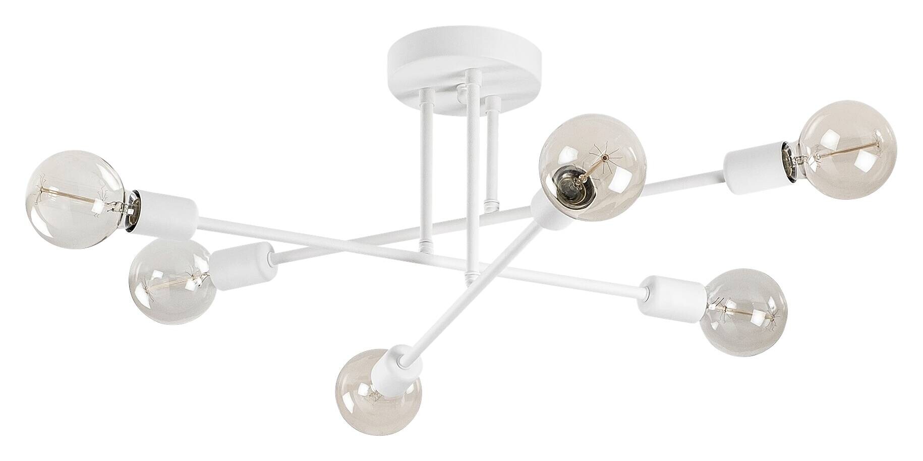 Opviq Deckenleuchte Flower weiß Metall B/H/T/L/D: ca. 64x30x64x64x64 cm E27 6 Brennstellen