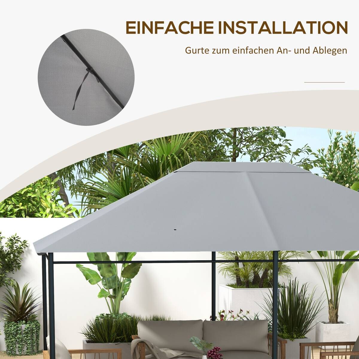 Outsunny Pavillondach hellgrau Polyester B/H/L: ca. 297x1x397 cm