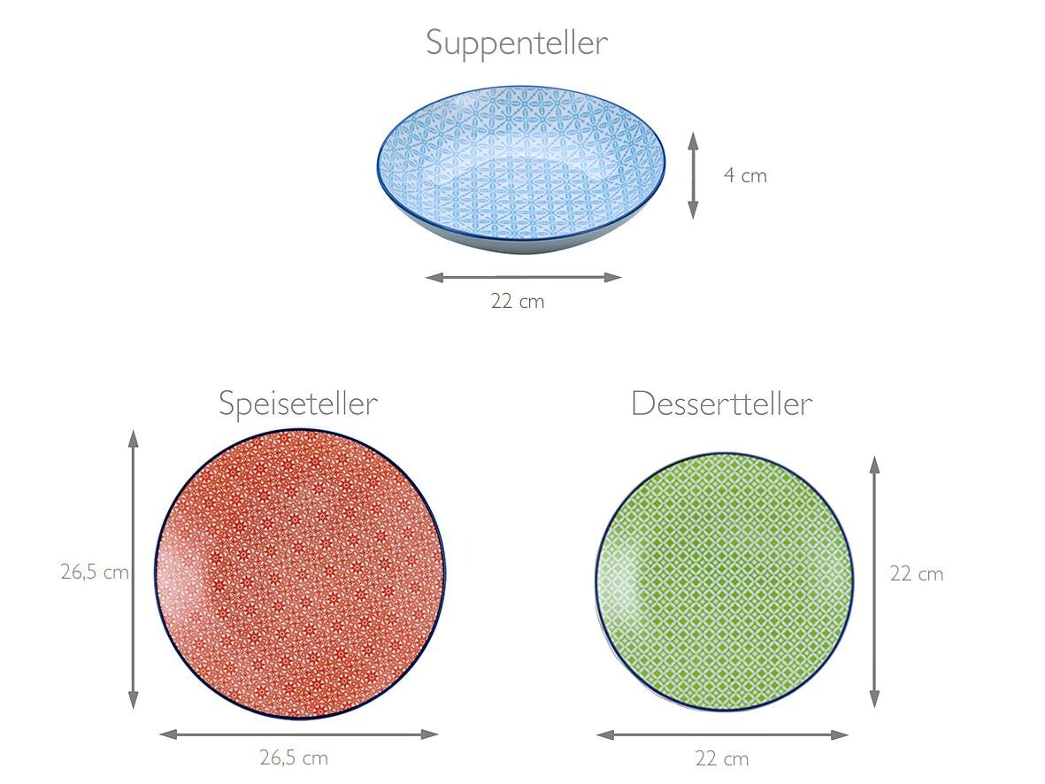 CreaTable Tafelservice Mediterran multicolor Steinzeug 12 tlg.