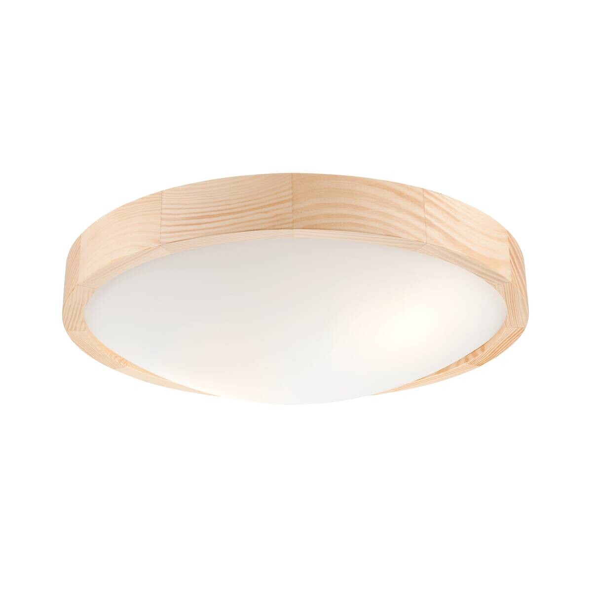 Lamkur Deckenleuchte Anello kiefer Glas Holz H/L: ca. 8x37 cm E27 2 Brennstellen