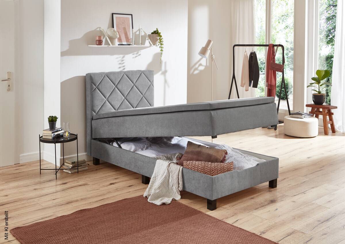 Boxspringbett Jeff silber Liegefläche B/L: ca. 100x200 cm