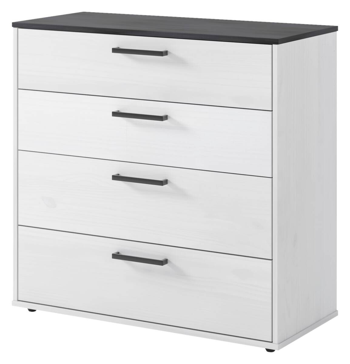 Kommode Smart 1 Massivholz kiefer weiß schwarz B/H/T: ca. 91x89x40 cm