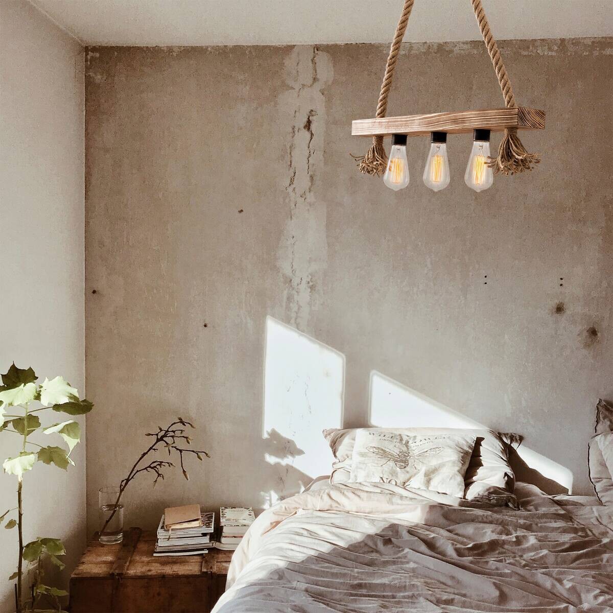 Opviq Deckenleuchte Erebos natur Holz B/H/T/L: ca. 9x60x9x60 cm E27 3 Brennstellen