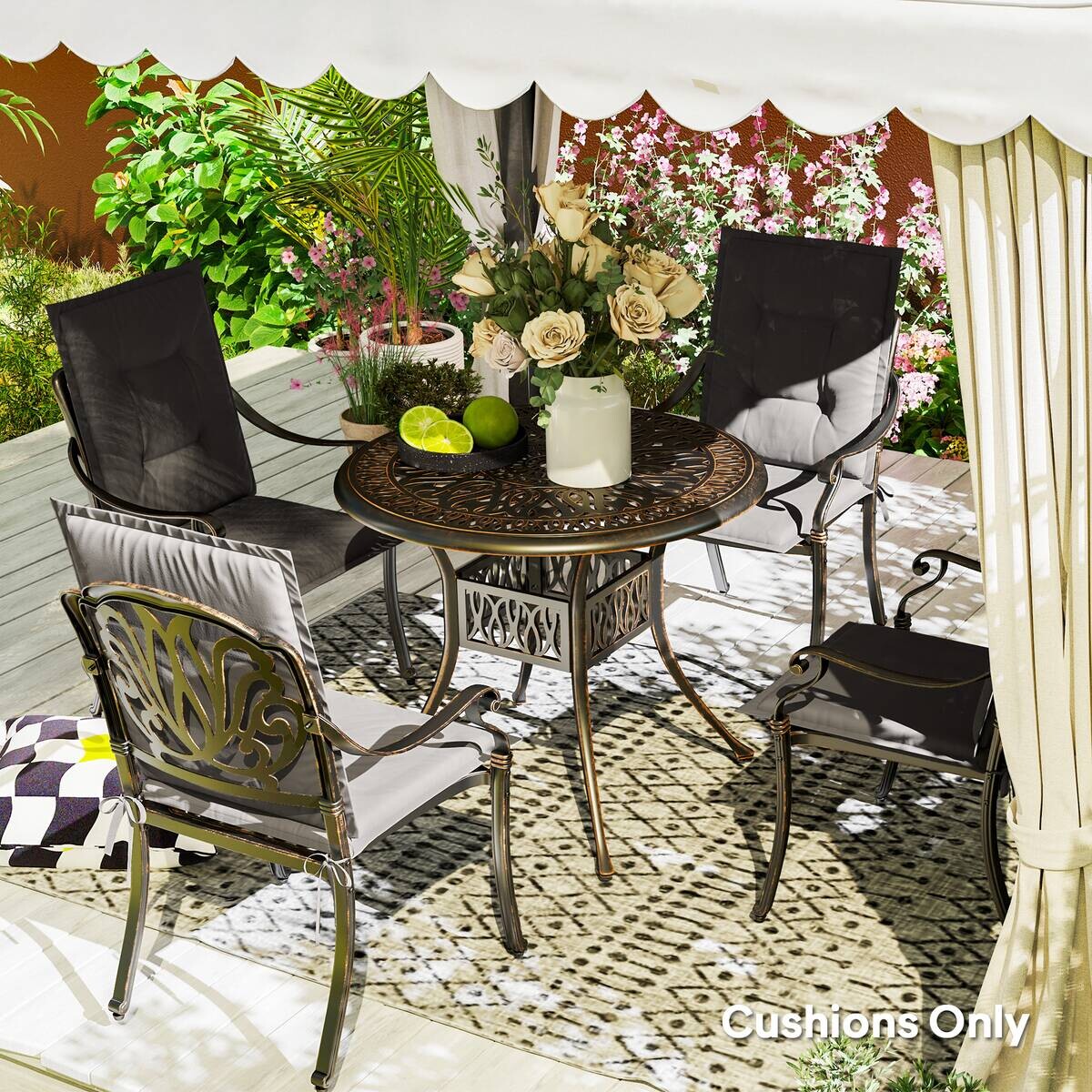 Outsunny Sitzkissen 4er Set dunkelgrau Polyester B/H/L: ca. 50x5x108 cm