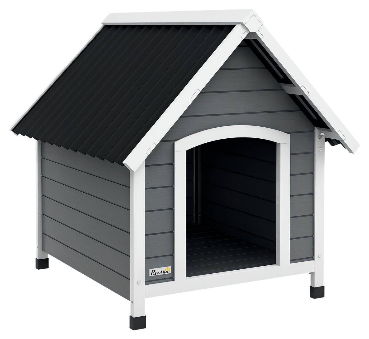 PawHut Hundehütte grau Kunststoff B/H/L: ca. 88x82x75 cm