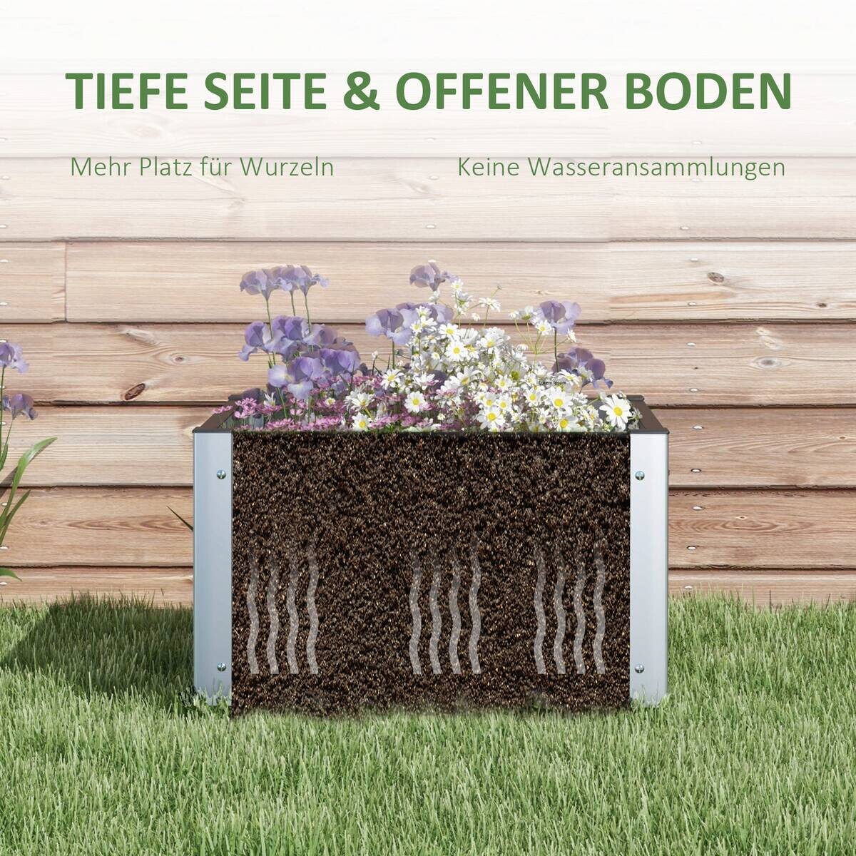Outsunny Hochbeet grau Polypropylen B/H/L: ca. 60x60x30 cm