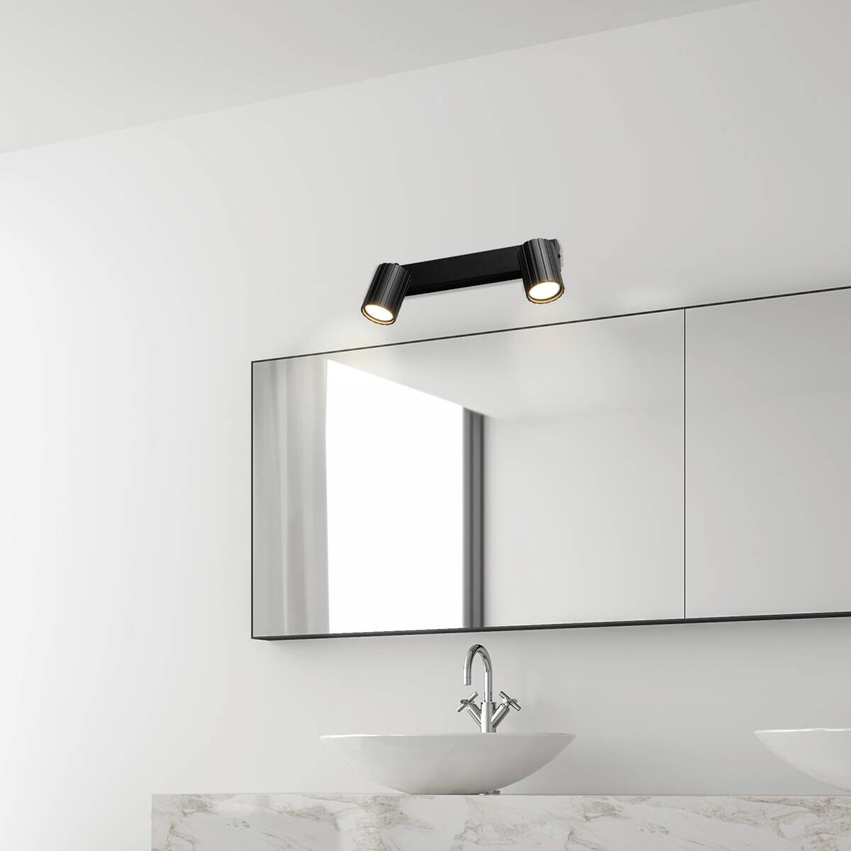 Lamkur Strahler Prisma schwarz Stahl B/H/L: ca. 6,5x16,5x30 cm 2 Brennstellen