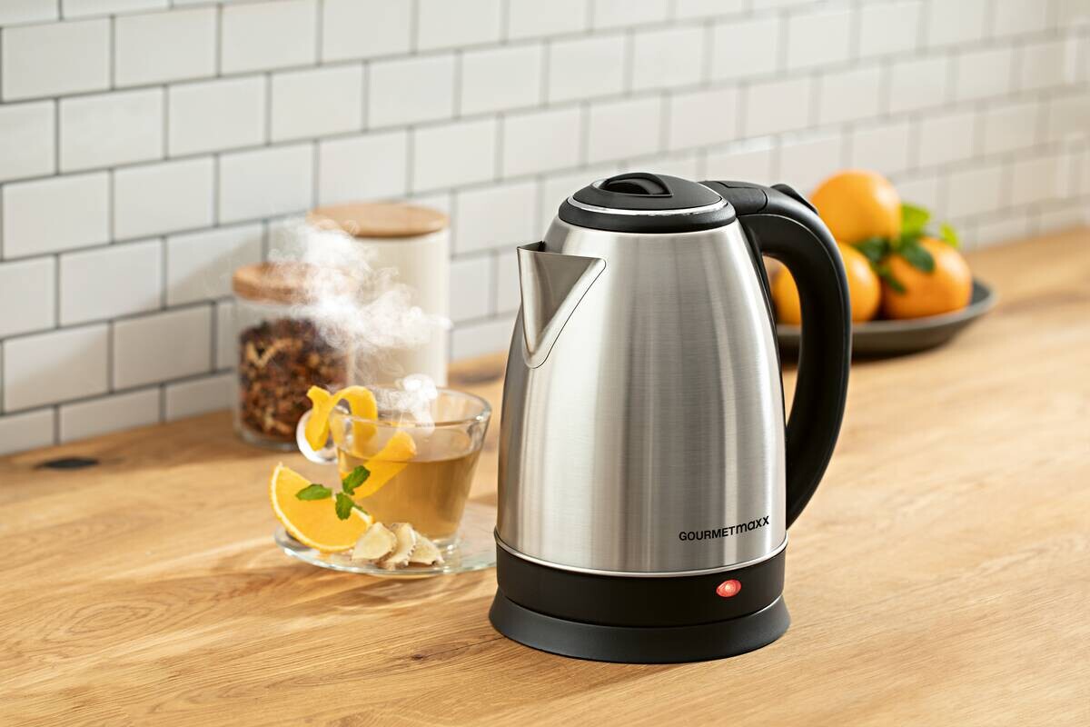 GOURMETmaxx Wasserkocher 13704 schwarz silber Kunststoff Edelstahl B/H/L: ca. 16x24x21 cm ca. 1,8 l