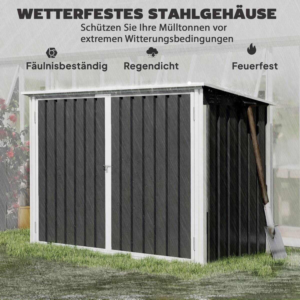Outsunny Mülltonnenbox dunkelgrau B/H/T/L: ca. 108x129,5x108x179,5 cm
