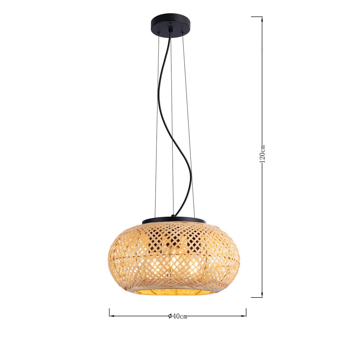 Pendelleuchte natur Bambus H/D: ca. 120x40 cm E27 3 Brennstellen