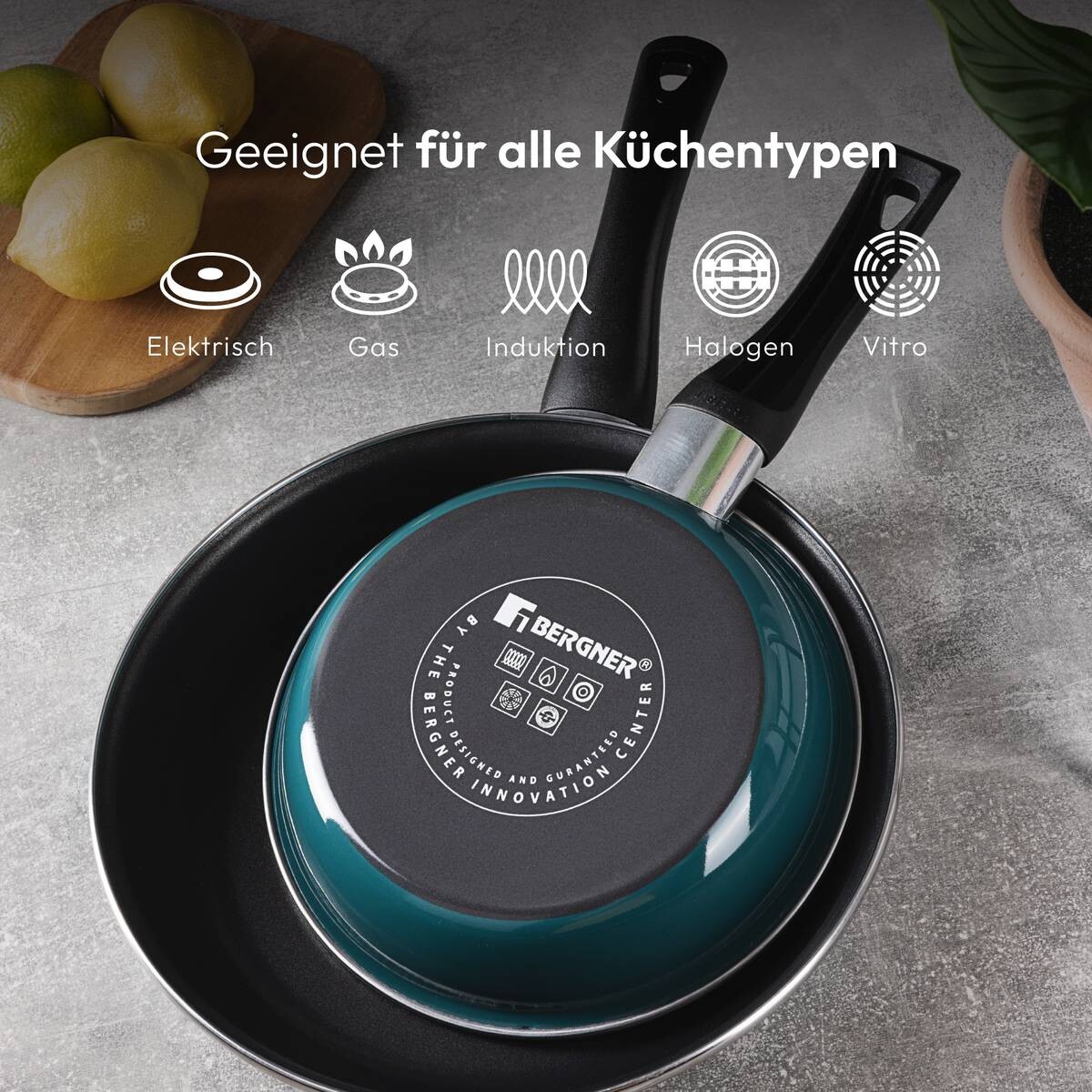 BERGNER Pfannenset Classique grün Aluminium 6 tlg.