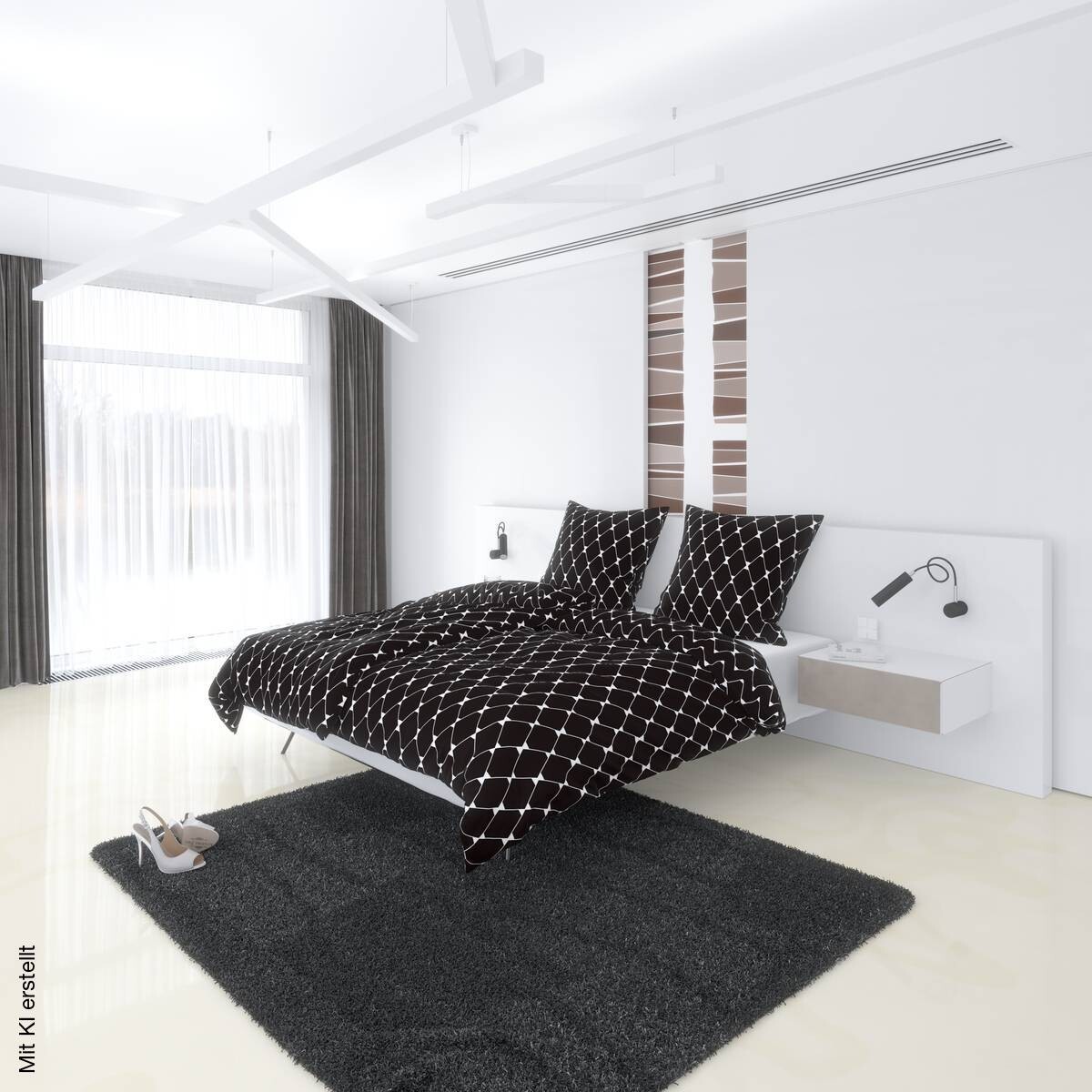 Microfaser Bettwäsche schwarz Polyester B/L: ca. 135x200 cm
