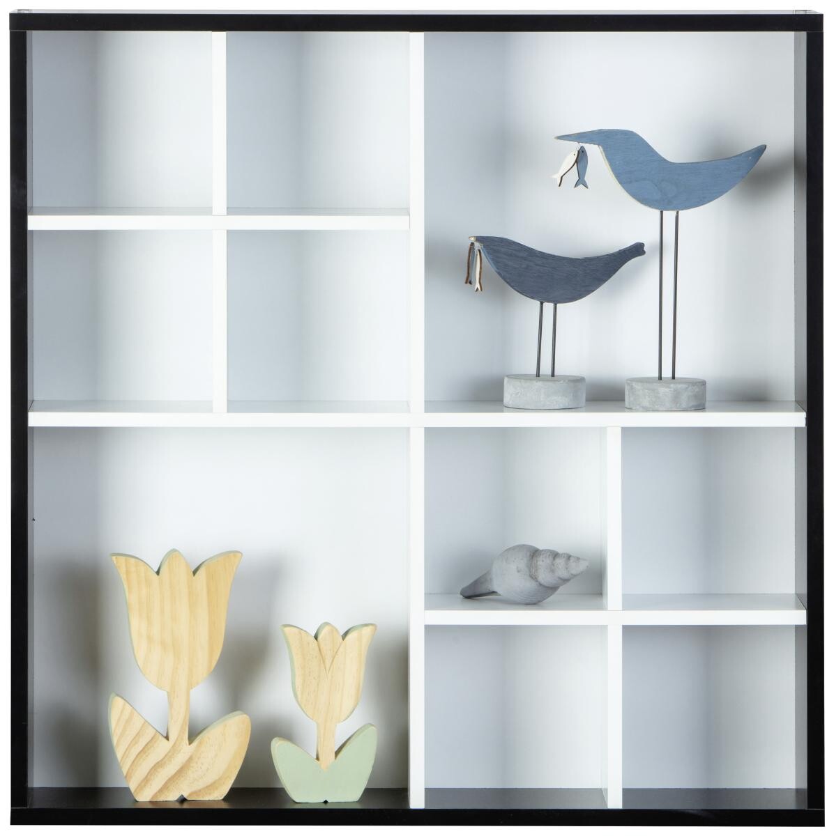 Vitrine Decem weiß schwarz MDF B/H/T: ca. 70x70x13 cm