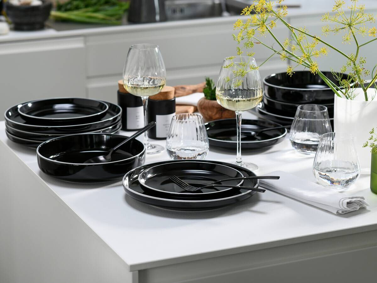 CreaTable Tafelservice Nordic Gourmet schwarz Steinzeug 18 tlg.