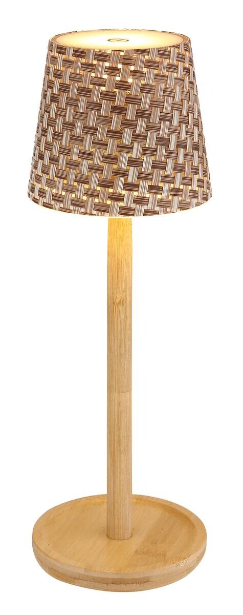 GLOBO LED-Tischleuchte RIDS 58438BAS braun Opal natur Kunststoff Bambus H/D: ca. 33x11 cm 1 Brennstellen