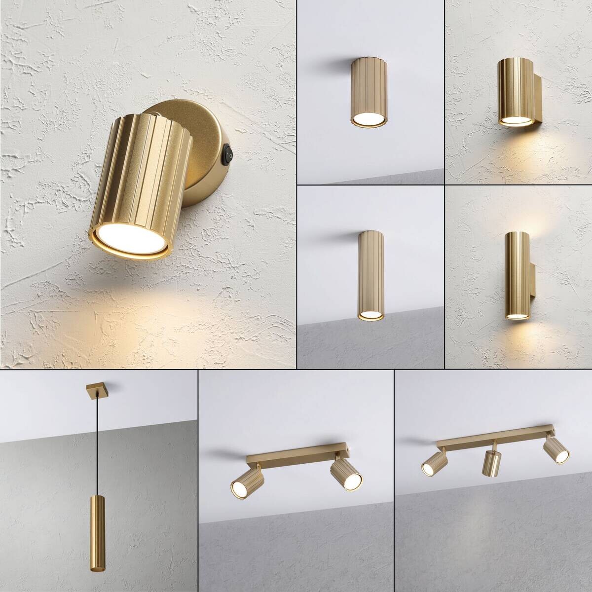 Lamkur Wandleuchte Prisma gold Stahl B/H/L: ca. 8x16x8 cm GU10 1 Brennstellen