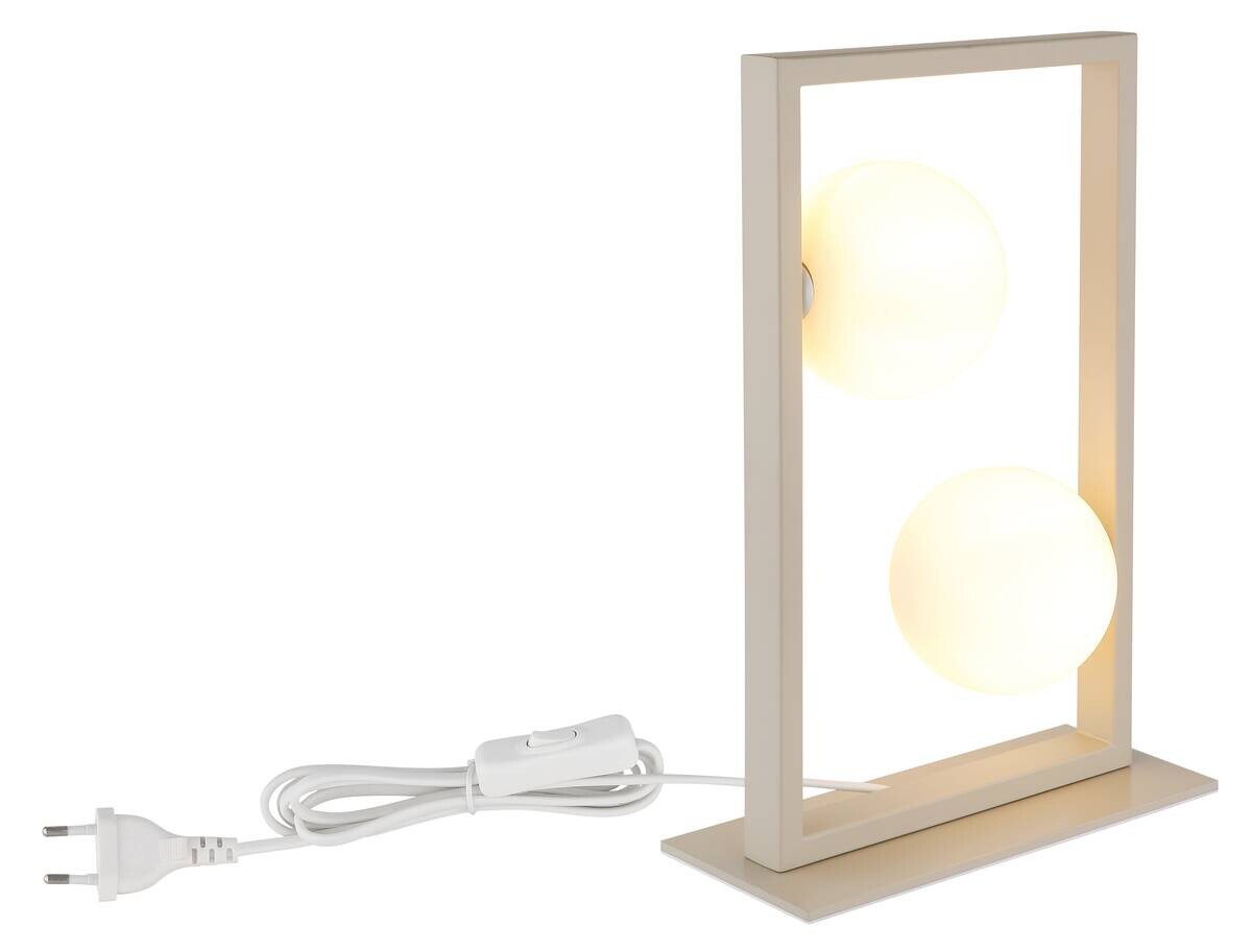 GLOBO Tischleuchte sand mattschwarz creme Glas Metall B/H/L: ca. 12x40x28 cm G9 2 Brennstellen