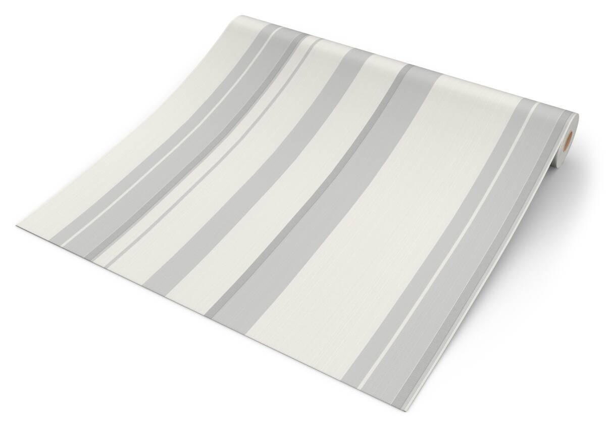 Papiertapete Streifen altweiß grau B/L: ca. 53x1005 cm