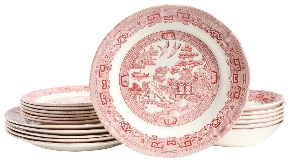 CreaTable Tafelservice China Town rot Steingut 18 tlg.