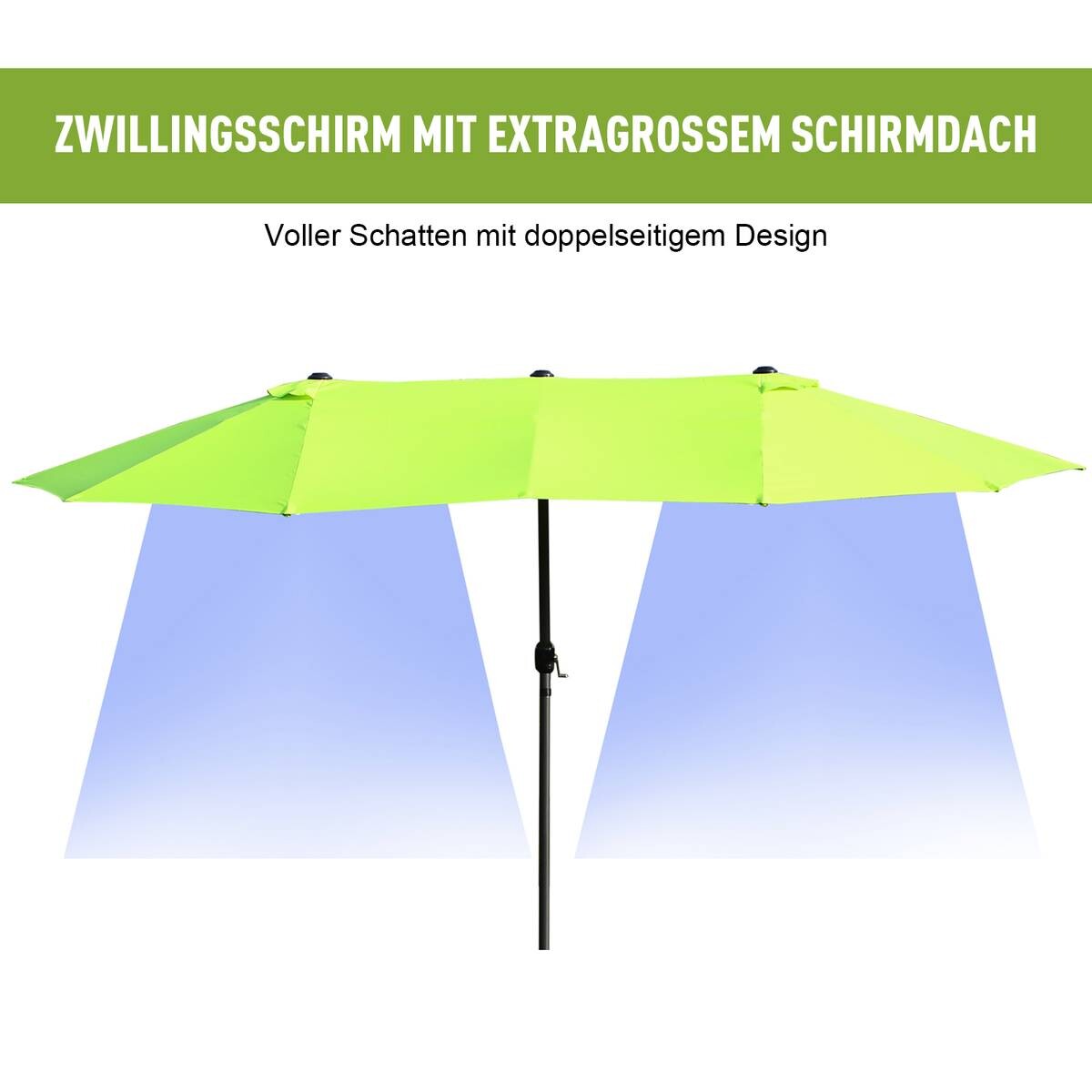 Outsunny Sonnenschirm grün Stahl B/H/L: ca. 270x240x460 cm
