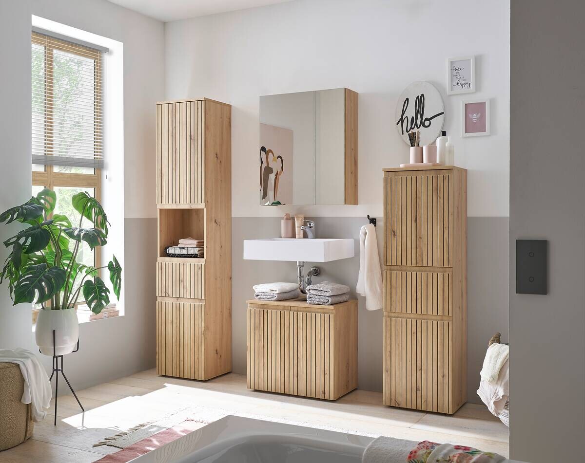 Waschbeckenunterschrank Austin Artisan Oak Nachbildung B/H/T: ca. 60x57x36 cm