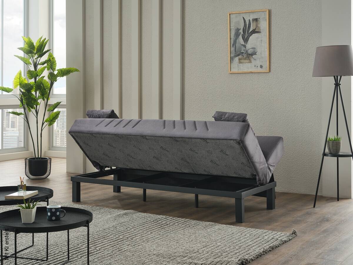 Schlafsofa Radoo grau Polyester B/H/T: ca. 190x86x84 cm