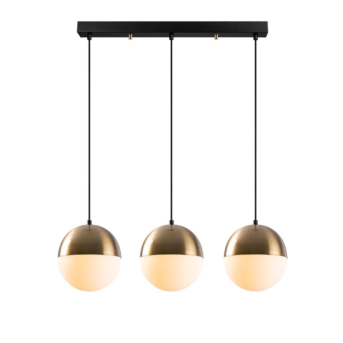 Opviq Pendelleuchte gold weiß B/H/T: ca. 70x111x20 cm E27 3 Brennstellen