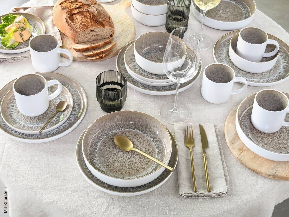 CreaTable Kombiservice Nordic Fjord sand Steinzeug 16 tlg.