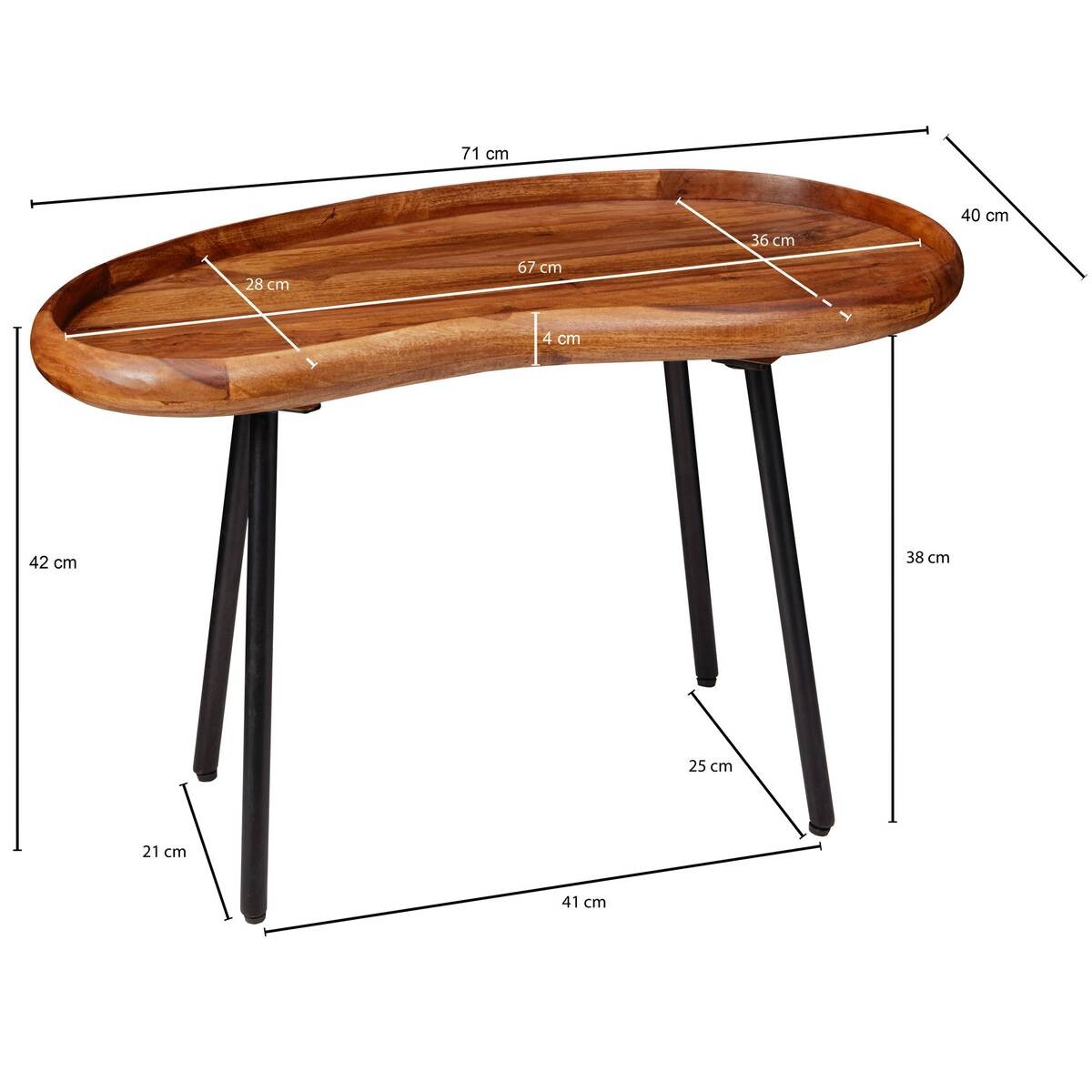 Wohnling Couchtisch braun B/H/T: ca. 71x42x40 cm