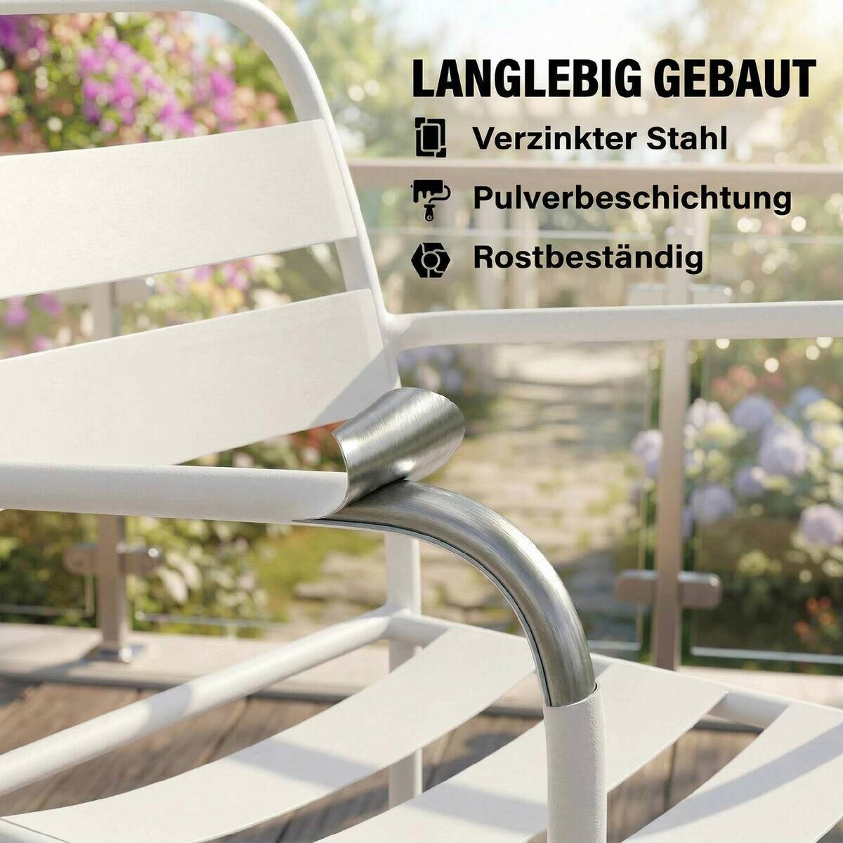 Outsunny Balkonmöbel-Set weiß Glas B/H/L: ca. 58x82x55 cm