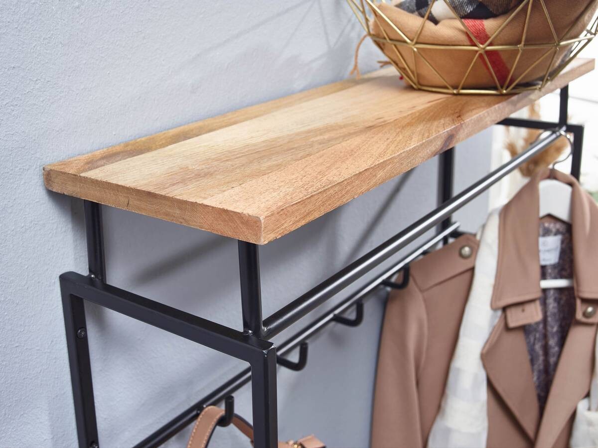Garderobe natur schwarz pulverbeschichtet B/H/T: ca. 71x29x20 cm