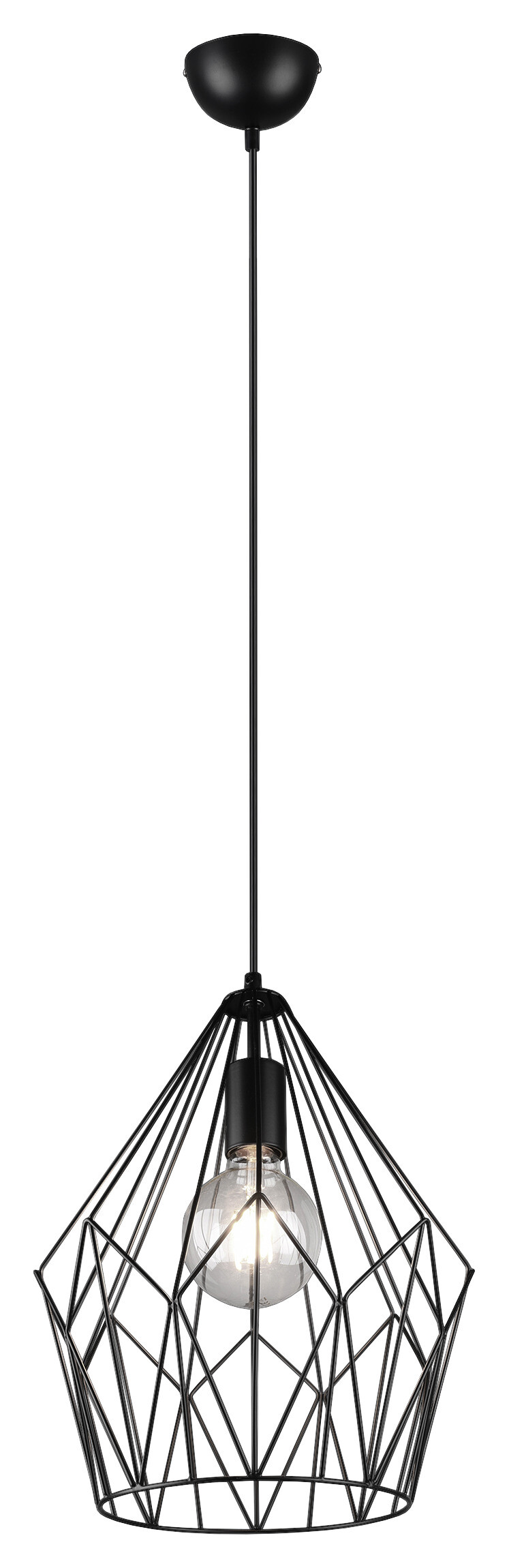 Reality Pendelleuchte Cage mattschwarz Metall H/D: ca. 150x30 cm E27 1 Brennstellen