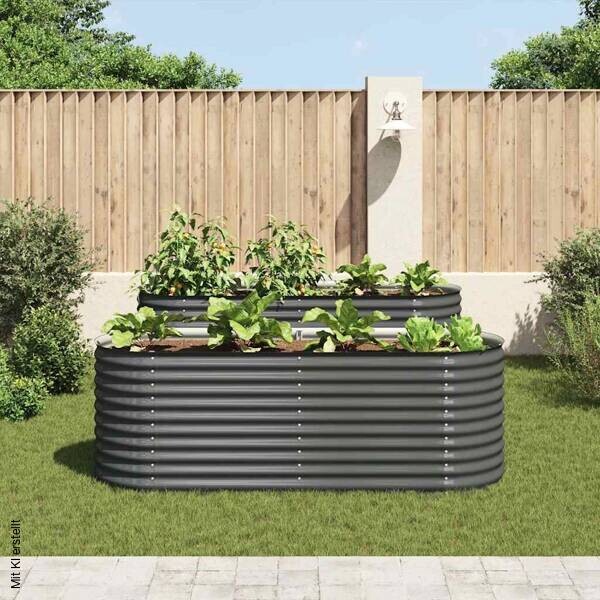 Garten-Hochbeet grau Stahl B/H/L: ca. 80x81x240 cm