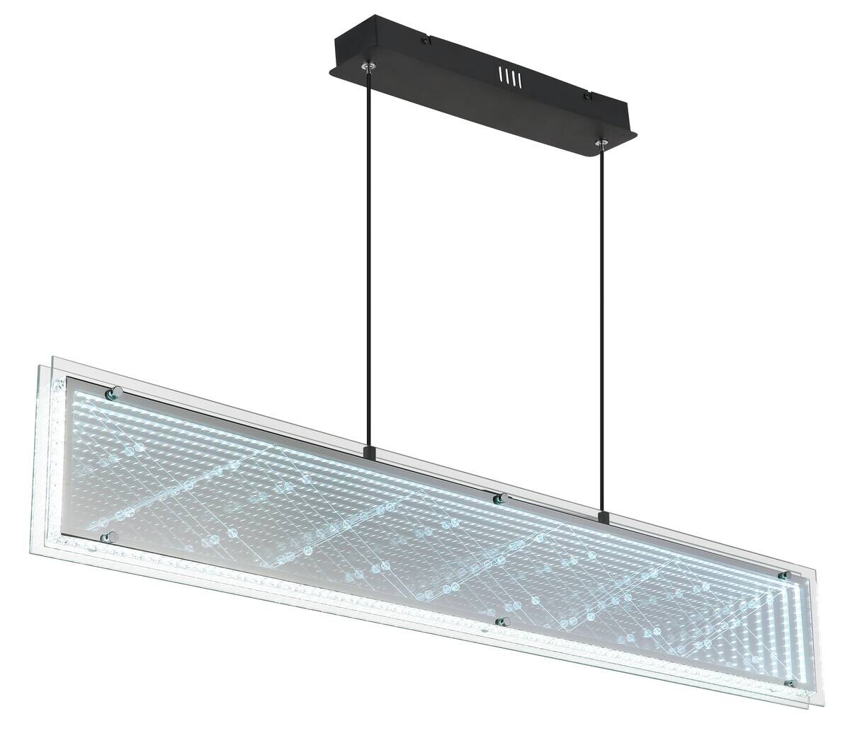 GLOBO Hängeleuchte klar schwarz Aluminium Glas Kunststoff B/H/L: ca. 8x120x113 cm 1.0 Brennstellen
