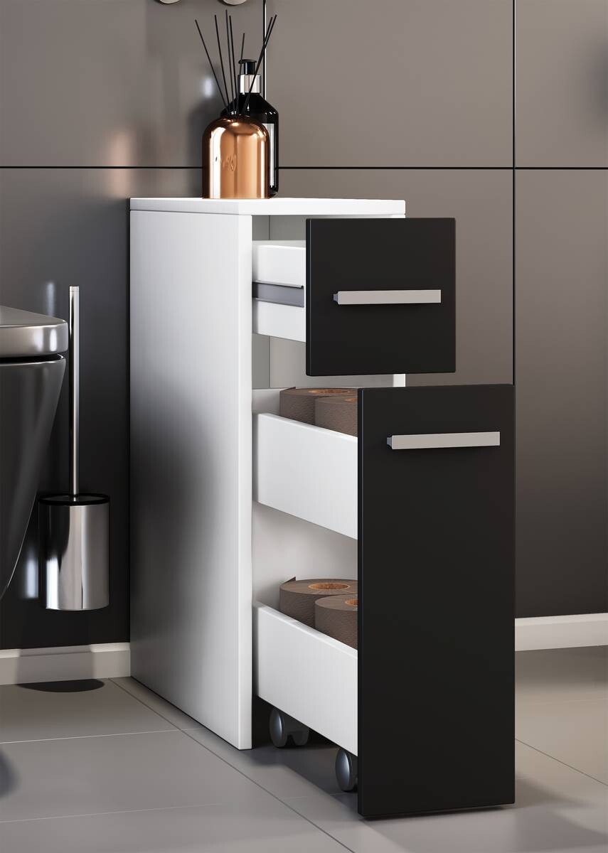 Unterschrank Zalo weiß schwarz B/H/T: ca. 20x61x45 cm