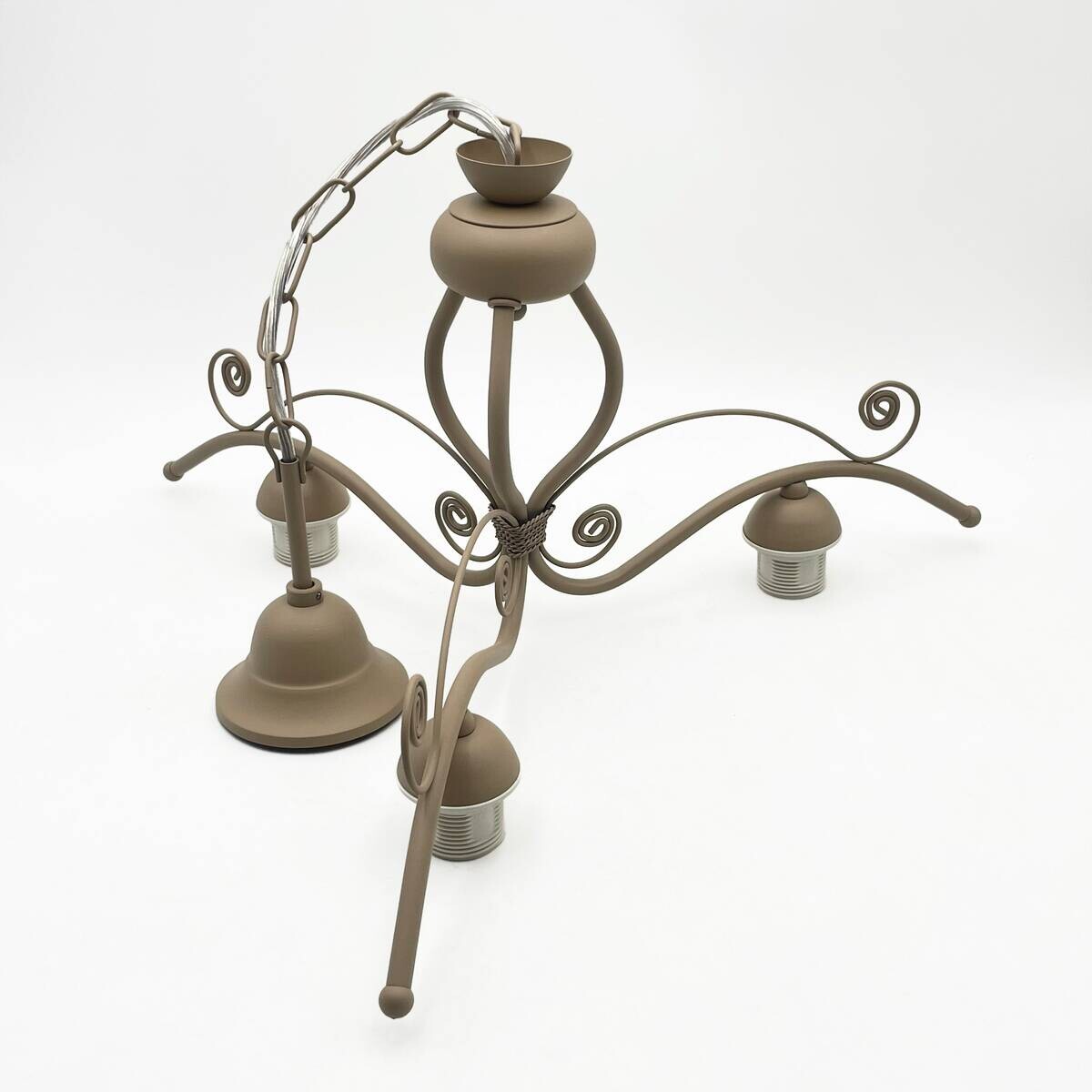 Lamkur Pendelleuchte weiß beige Stahl Glas B/H/L: ca. 41x73x41 cm E27 3 Brennstellen