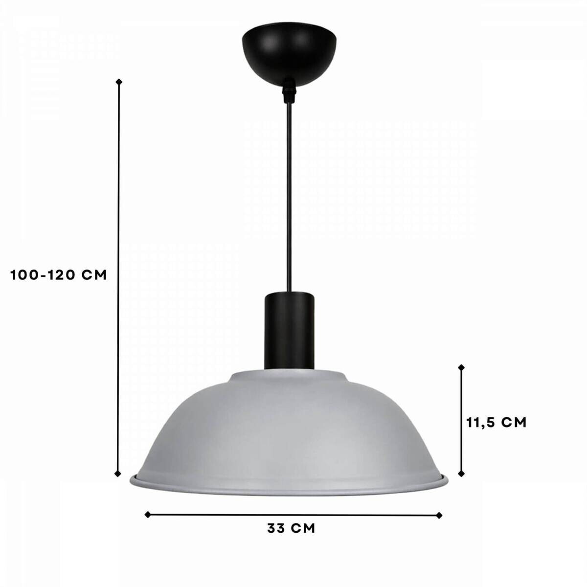 Opviq Pendelleuchte grau B/H/T: ca. 33x120x33 cm E27 1 Brennstellen