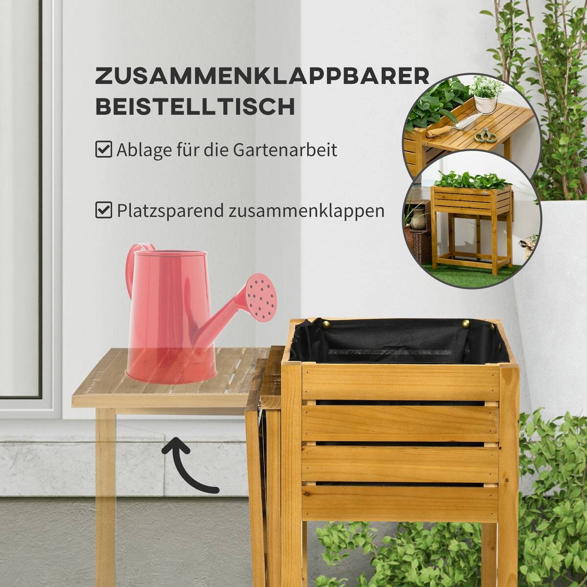 Outsunny Blumenkasten mit Arbeitsfläche