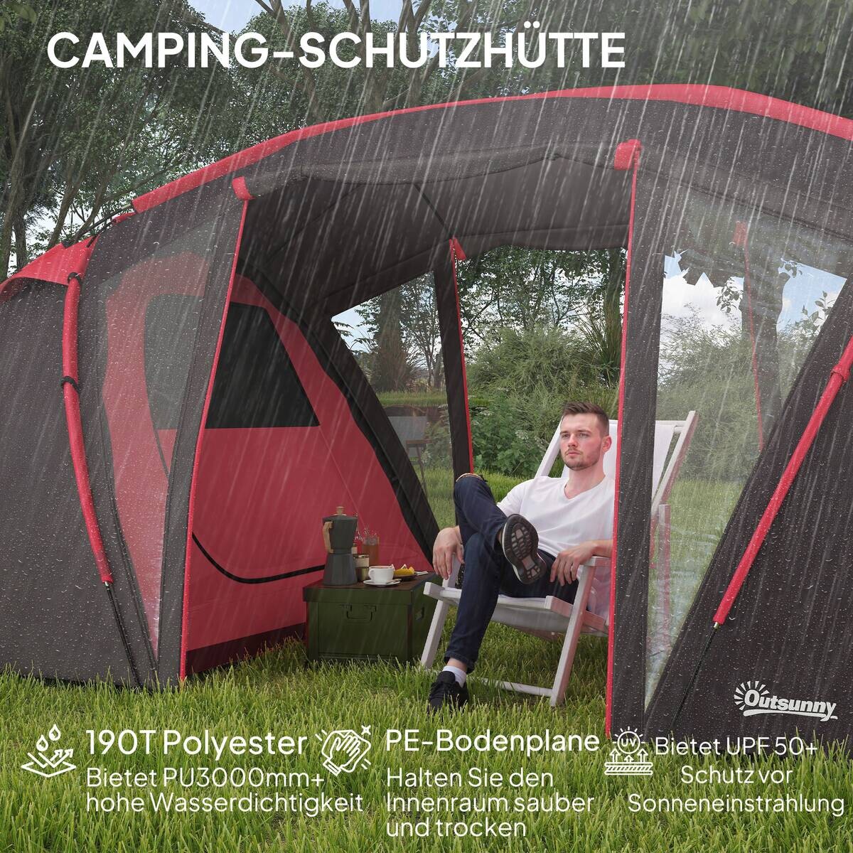 Outsunny Campingzelt grau Kunststoff B/H/L: ca. 235x195x615 cm