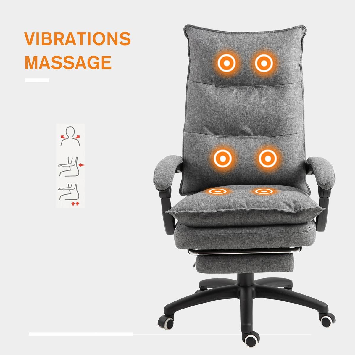 Vinsetto Massagestuhl MH921-232GY grau Schaumstoff Nylon B/H/T: ca. 70x130x62 cm