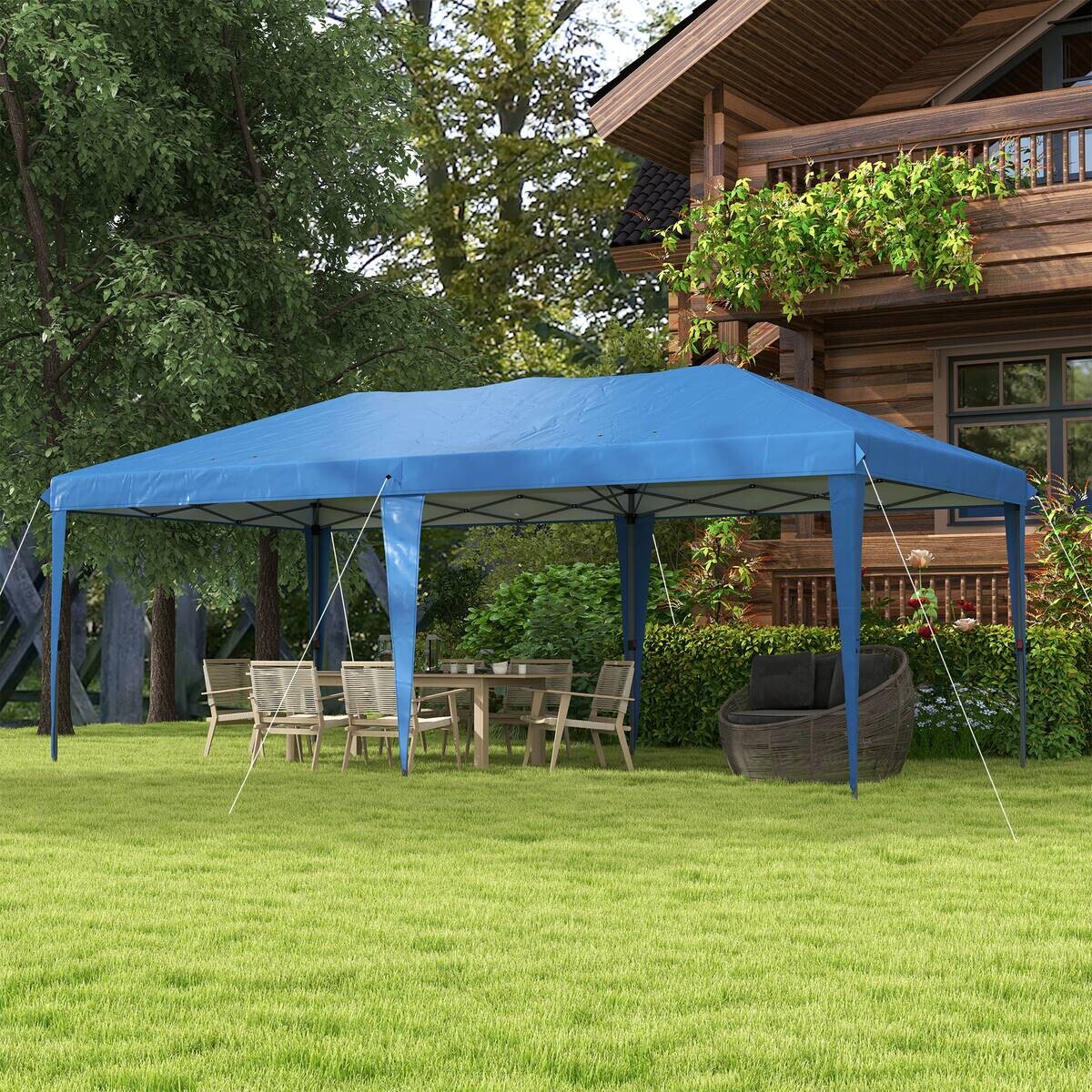 Outsunny Faltpavillon blau Polyester-Mischgewebe B/H/L: ca. 295x265x585 cm