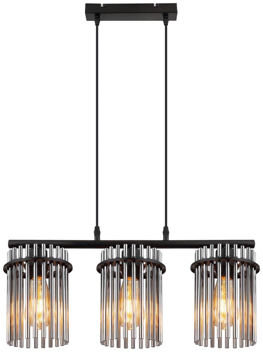 GLOBO Pendelleuchte Garley schwarz Metall B/H: ca. 55x120 cm E27 3 Brennstellen