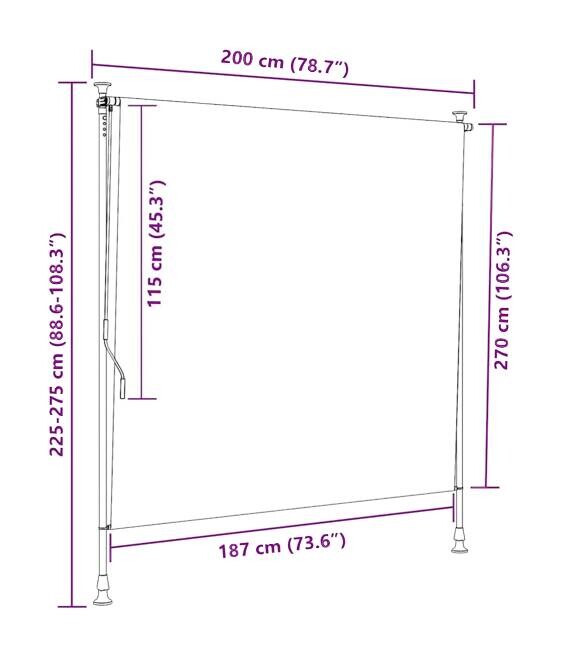 vidaXL Senkrechtmarkise anthrazit B/H: ca. 200x270 cm