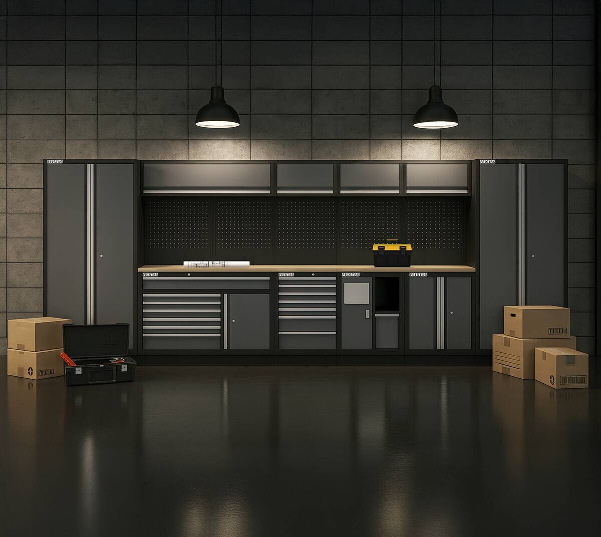 Werkstatteinrichtung Apollo anthrazit B/H/L: ca. 523x200x46 cm